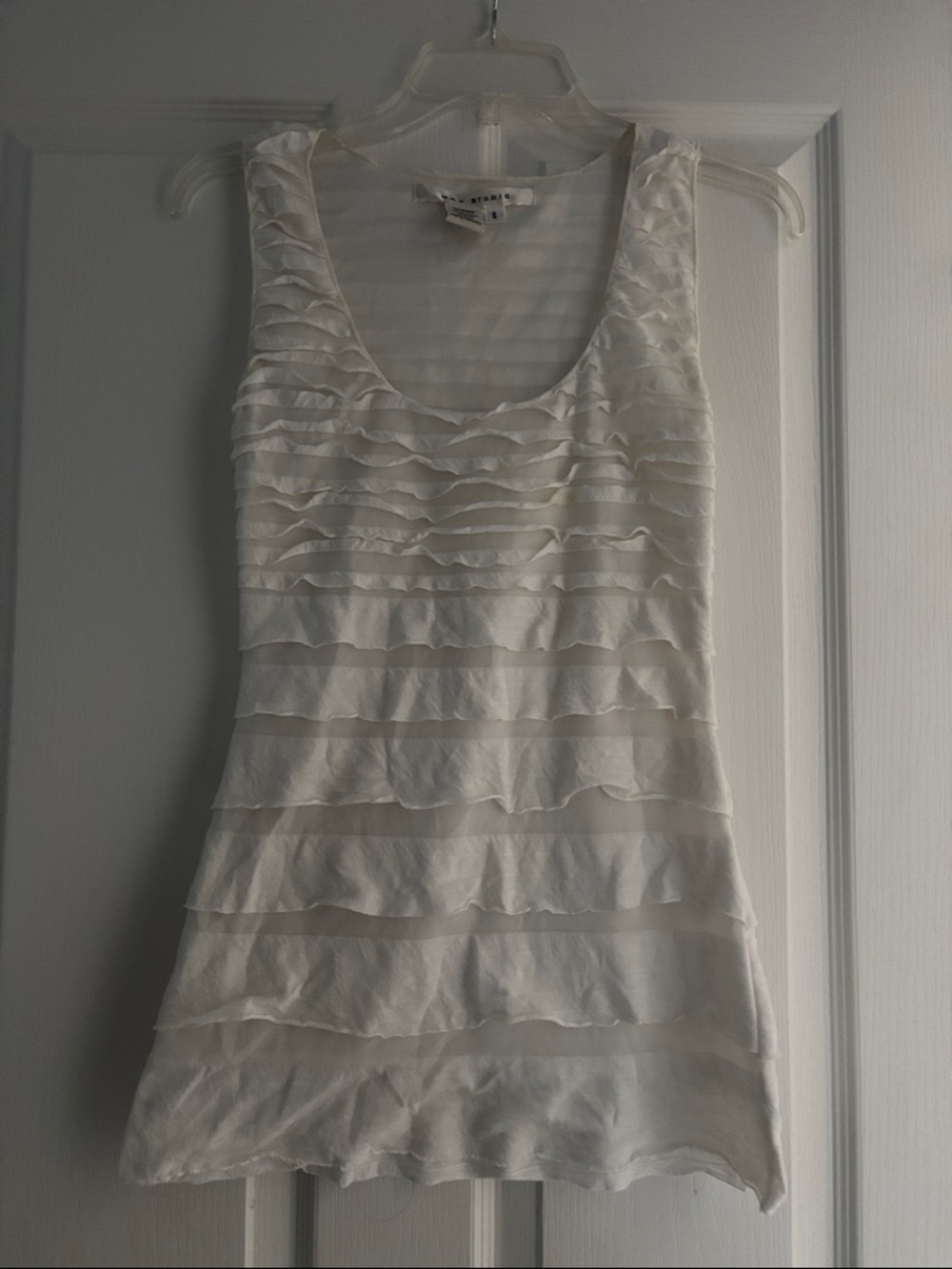 Max Studio Mesh Ruffled Sleeveless Layered Tank Top Sz S